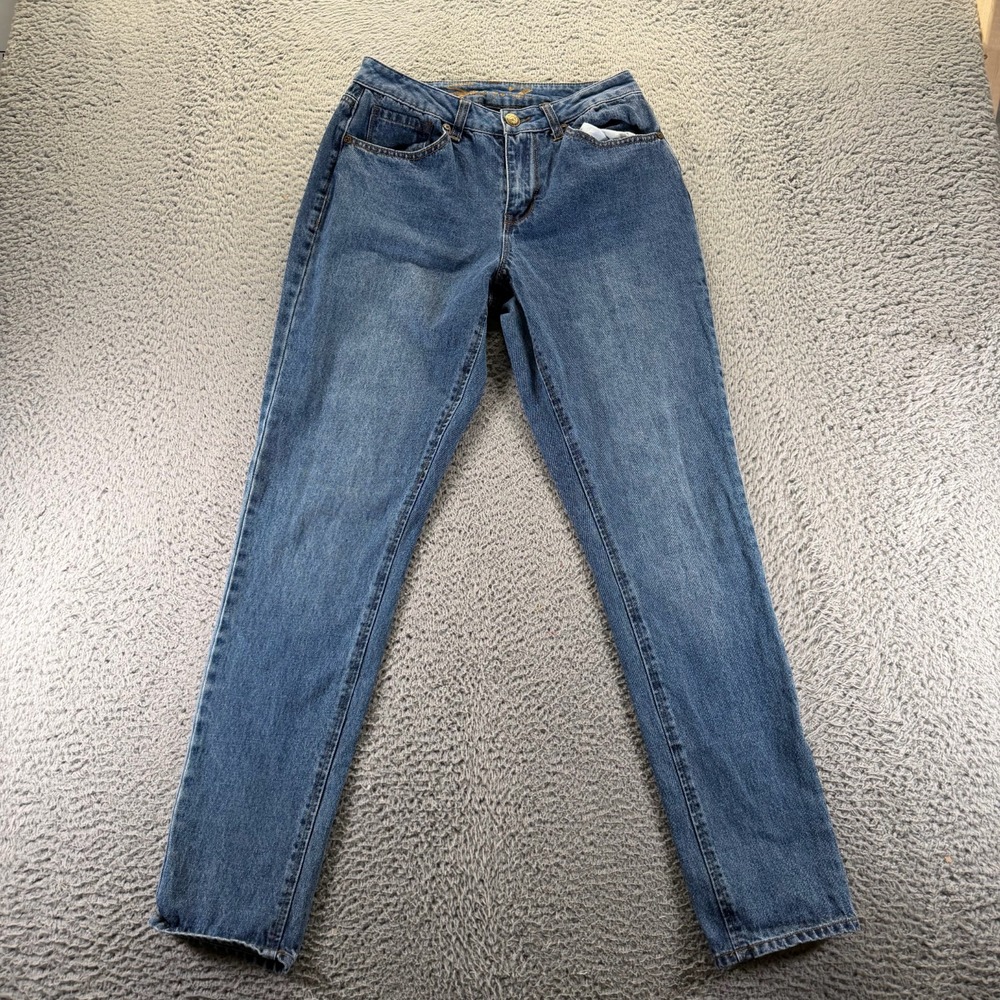 Seven7 Jeans Womens 4 Blue Cotton Denim Tapered Skinny High-Rise Faded Workwear